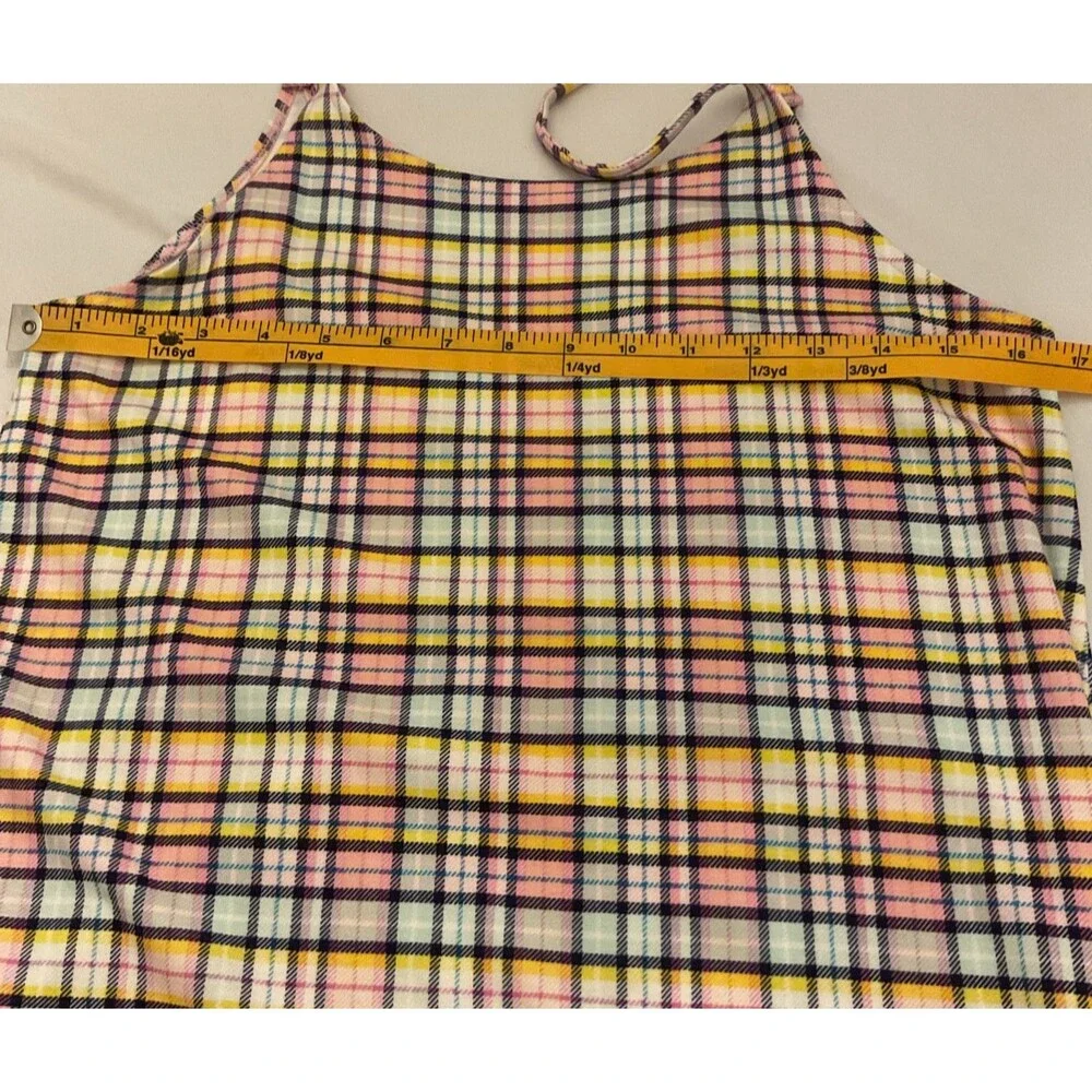 Justice Girls Plaid Cami Dress Size 16/18 XL Pink Cream Checker Shift Fun Retro